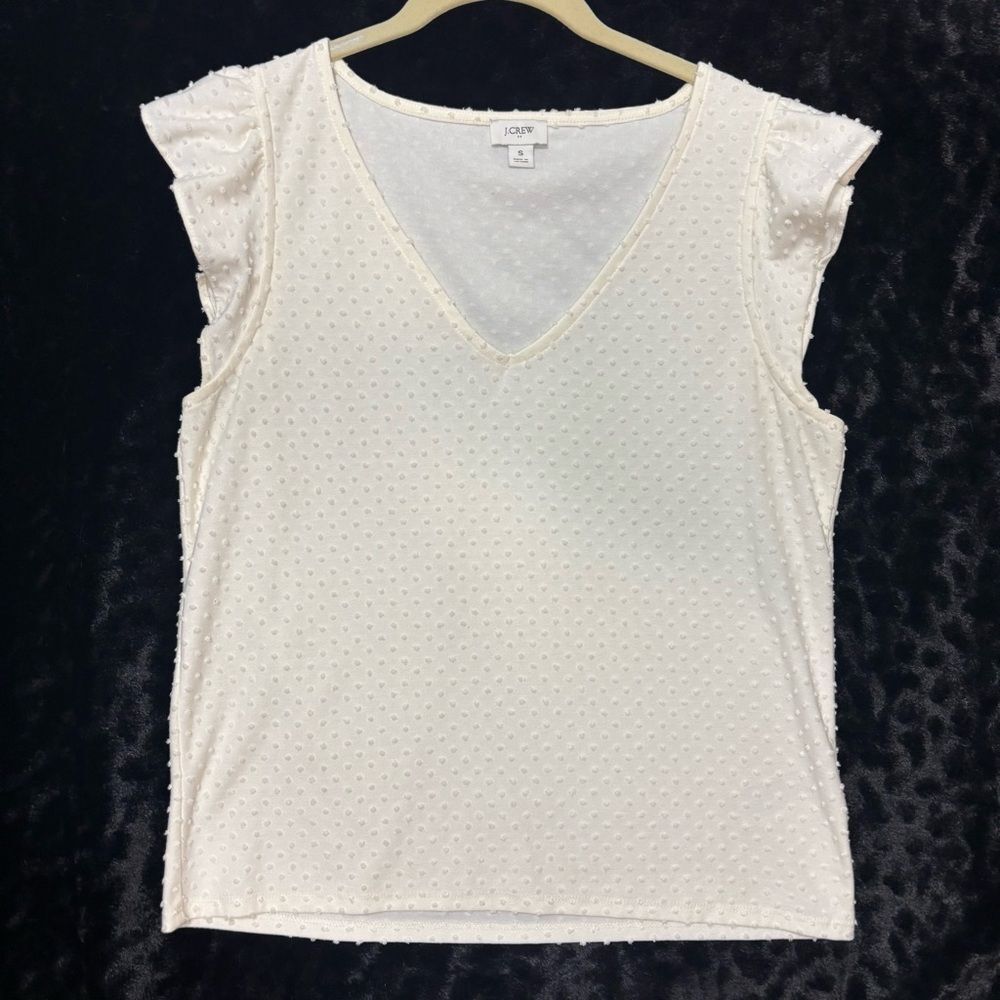 J . Crew Women's Cream Ivory Flutter Cap Sleeve Fairy Core Romantic‎ Blouse, S